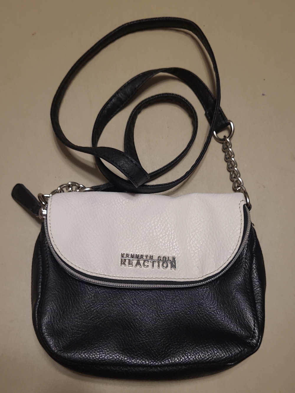 Kenneth Cole Reaction Black & White Two-Tone Crossbody Bag.